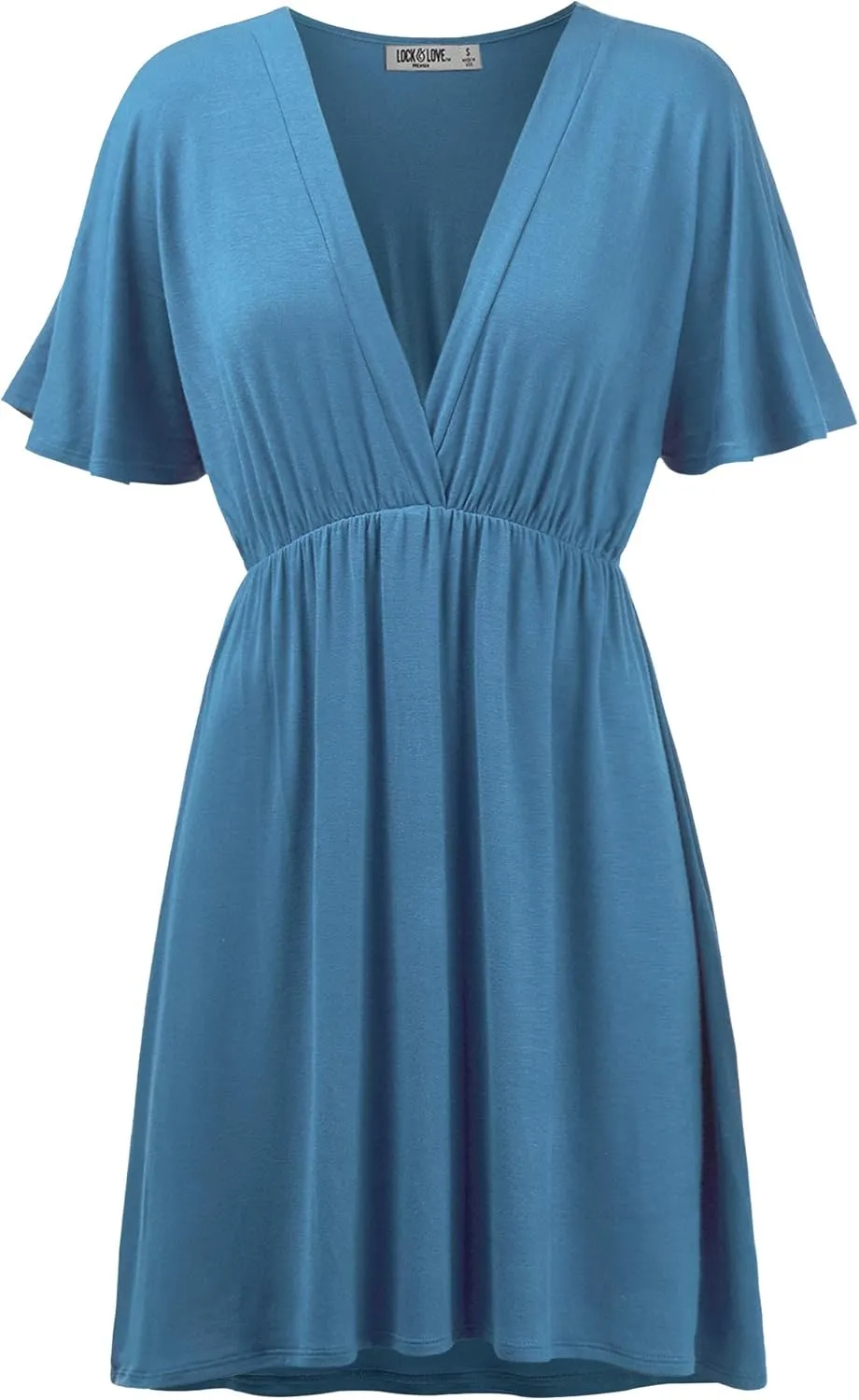 Lock and Love Womens Short Sleeve Kimono Style Deep V Neck Casual Summer Dress S-3XL Plus Size