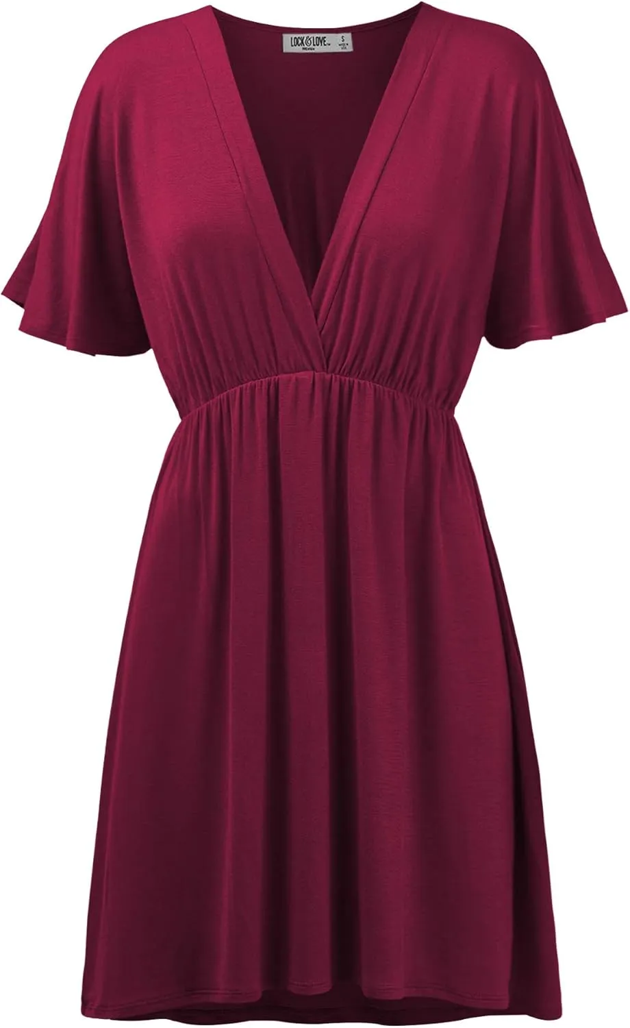 Lock and Love Womens Short Sleeve Kimono Style Deep V Neck Casual Summer Dress S-3XL Plus Size