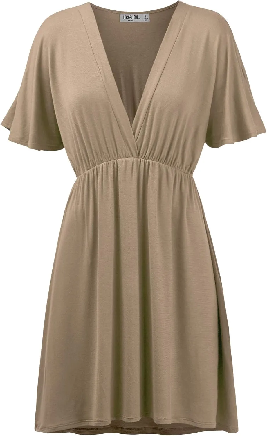 Lock and Love Womens Short Sleeve Kimono Style Deep V Neck Casual Summer Dress S-3XL Plus Size