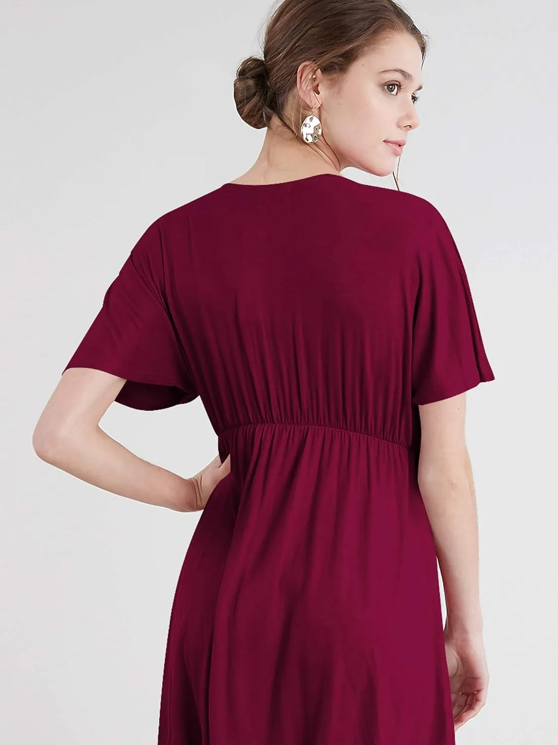 Lock and Love Womens Short Sleeve Kimono Style Deep V Neck Casual Summer Dress S-3XL Plus Size