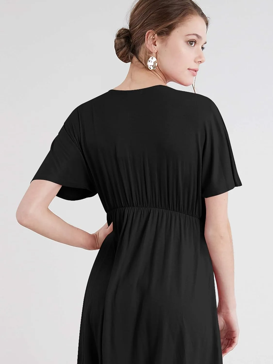 Lock and Love Womens Short Sleeve Kimono Style Deep V Neck Casual Summer Dress S-3XL Plus Size