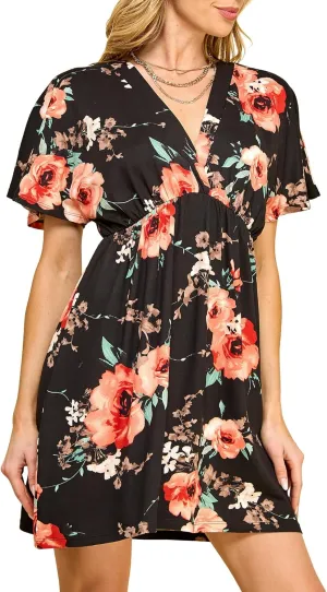 Lock and Love Womens Short Sleeve Kimono Style Deep V Neck Casual Summer Dress S-3XL Plus Size