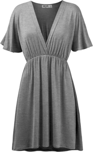 Lock and Love Womens Short Sleeve Kimono Style Deep V Neck Casual Summer Dress S-3XL Plus Size