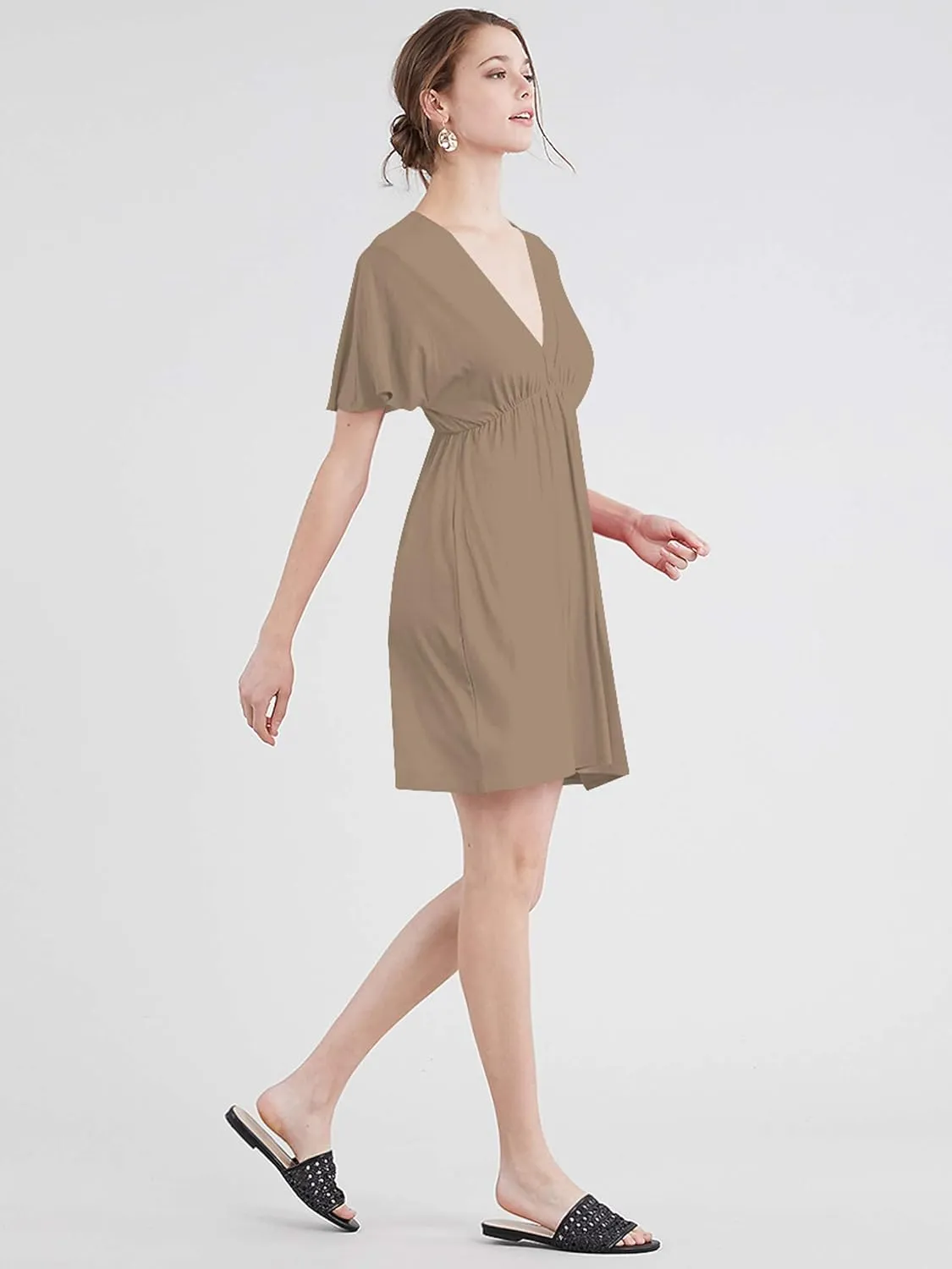 Lock and Love Womens Short Sleeve Kimono Style Deep V Neck Casual Summer Dress S-3XL Plus Size
