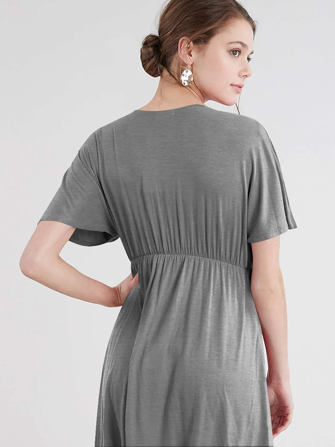 Lock and Love Womens Short Sleeve Kimono Style Deep V Neck Casual Summer Dress S-3XL Plus Size