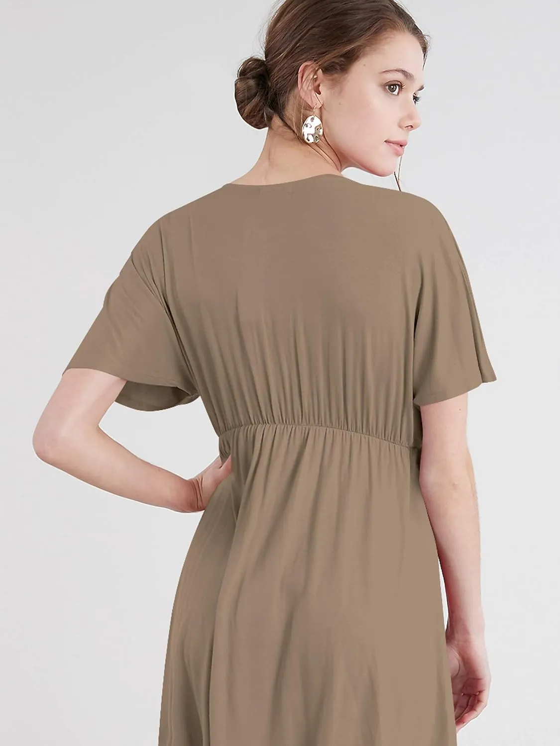 Lock and Love Womens Short Sleeve Kimono Style Deep V Neck Casual Summer Dress S-3XL Plus Size