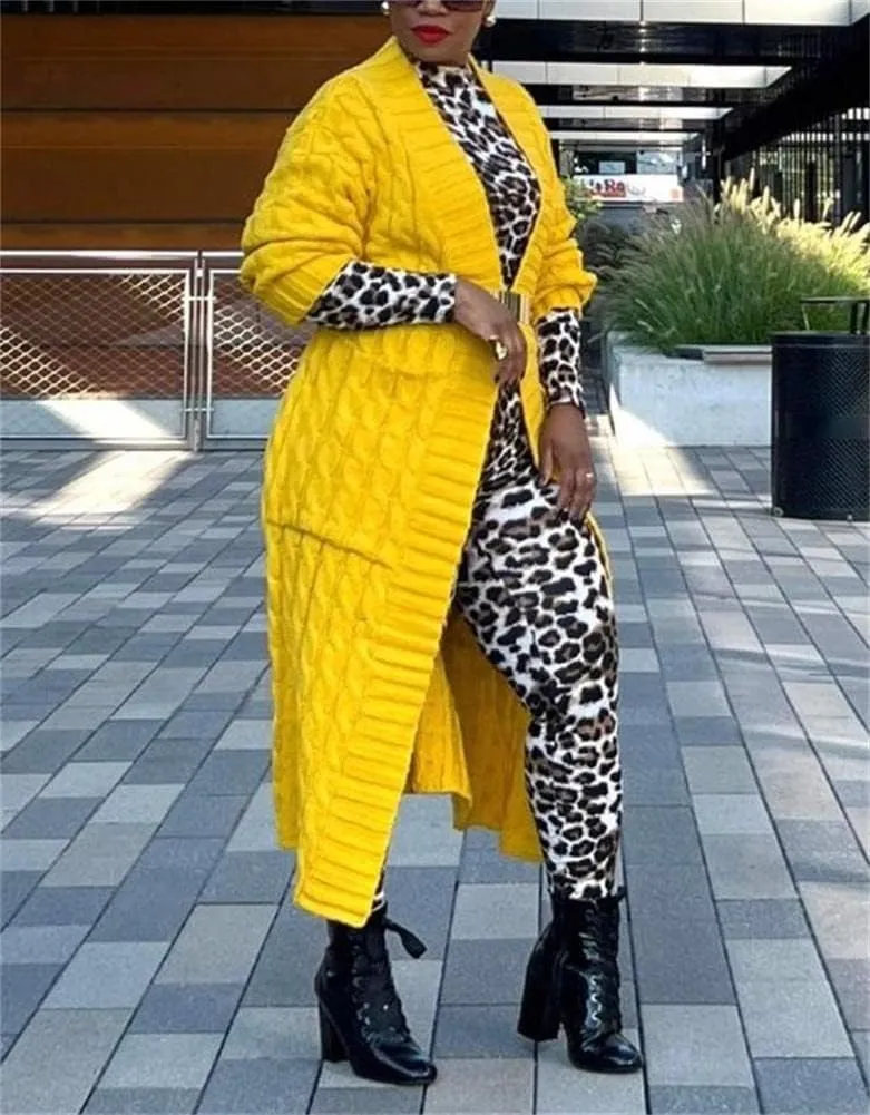 Long Sweaters for Women Cardigan Open Front Long Sleeve Plus Size Chunky Cable Knit Duster Cardigans with Pockets Winter Coat