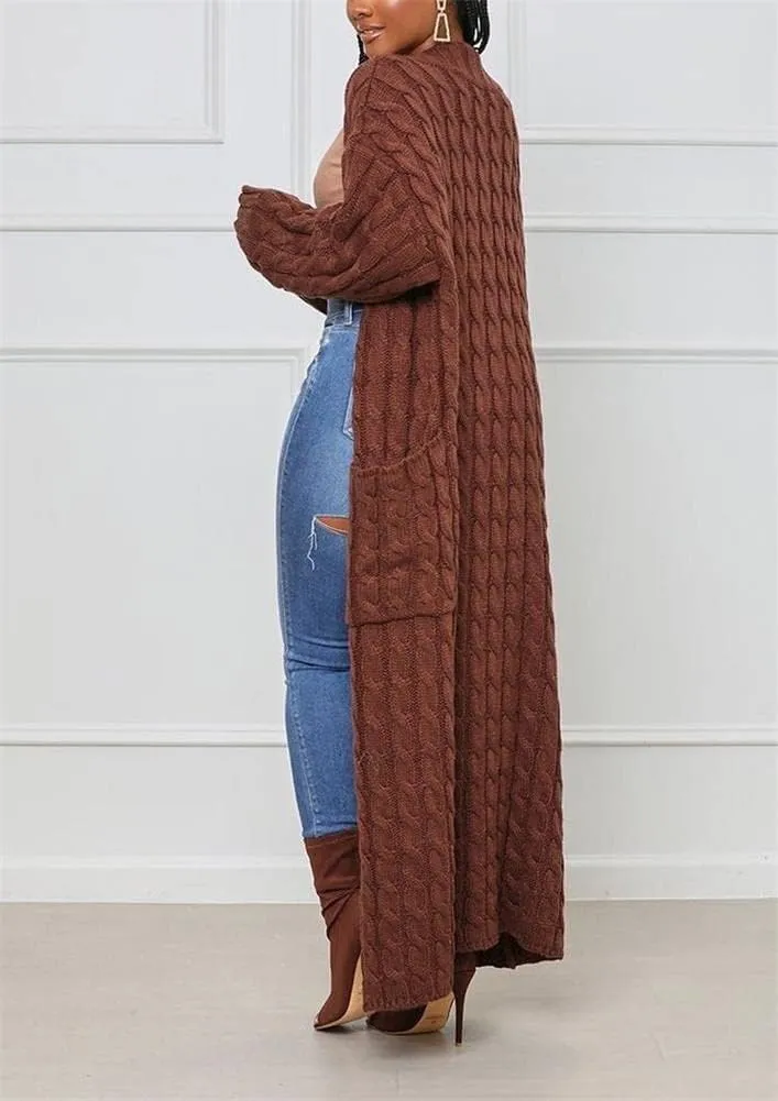Long Sweaters for Women Cardigan Open Front Long Sleeve Plus Size Chunky Cable Knit Duster Cardigans with Pockets Winter Coat