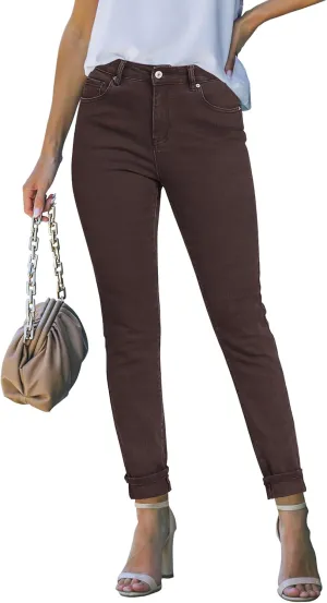 luvamia Skinny Jeans for Women Trendy High Waisted Fold Hem Slim Fit Stretchy Denim Pants Jeggings Jeans with Pockets