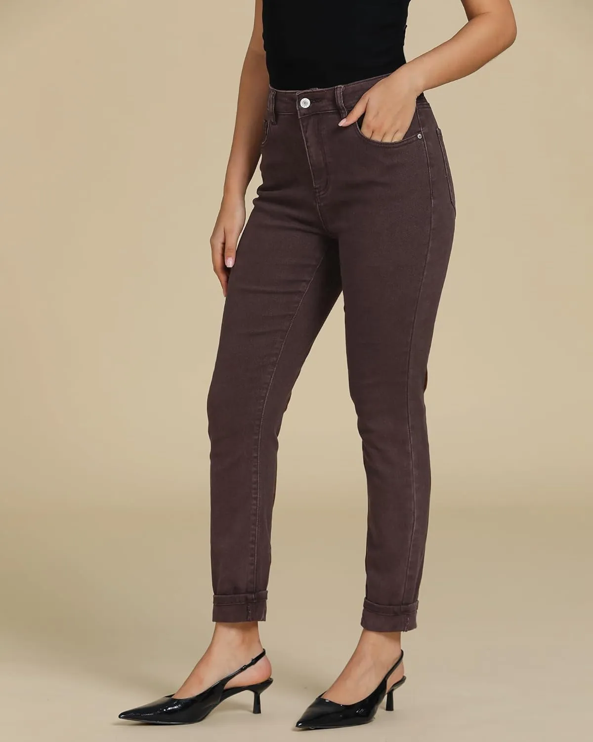 luvamia Skinny Jeans for Women Trendy High Waisted Fold Hem Slim Fit Stretchy Denim Pants Jeggings Jeans with Pockets