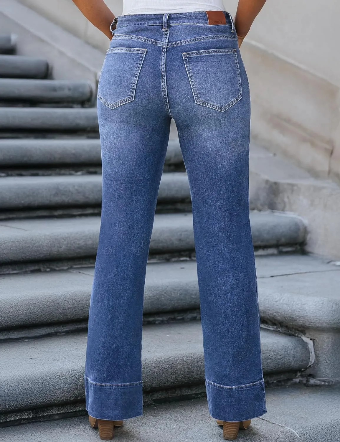 luvamia Wide Leg Jeans for Women High Waisted Flare Trendy Stretchy Denim Pants Baggy Classic Trouser Jeans with Pockets