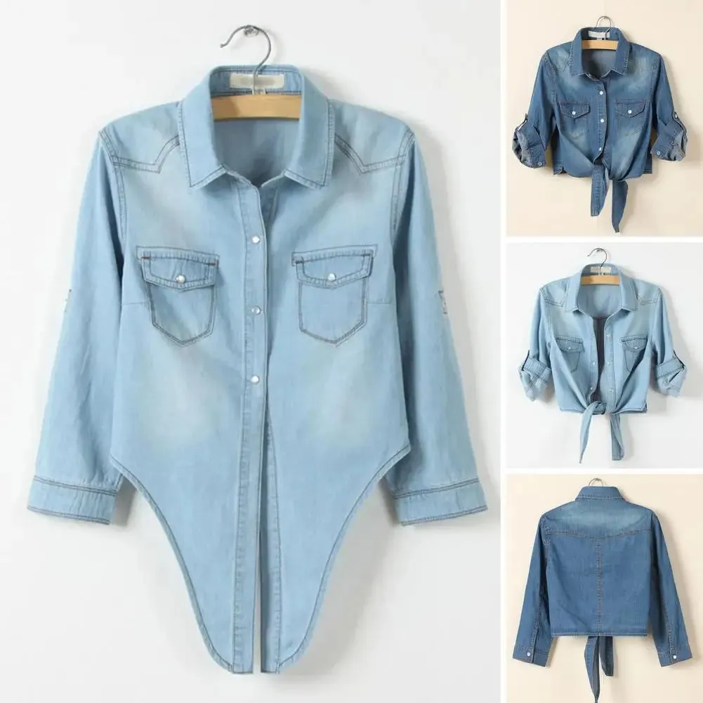 LVSANW Women Lightweight Jacket Women Loose Jacket Chic Half-sleeve Women's Cardigans Turn-down Collar Lace-up Design Shirt