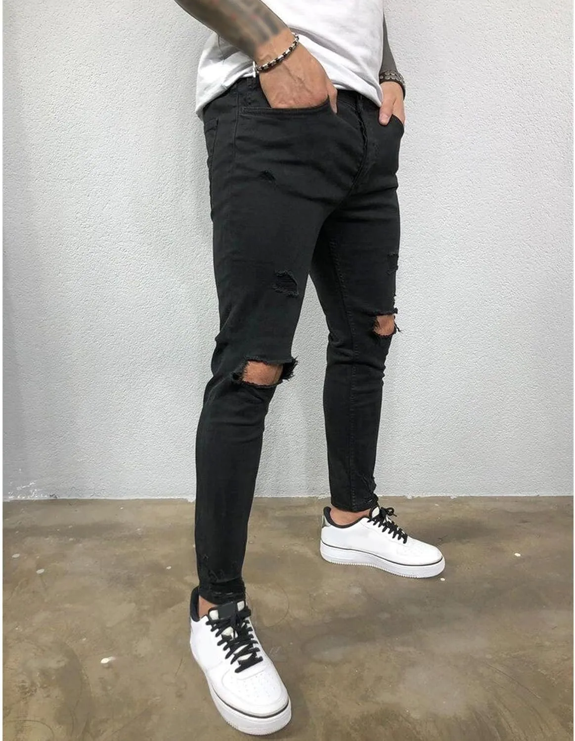 Maiyifu-GJ Men's Ripped Skinny Jeans Stretch Slim Fit Jeans Distressed Destroyed Straight Leg Denim Pants for Men