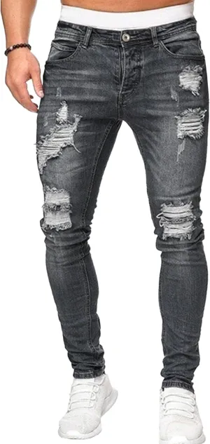 Maiyifu-GJ Men's Ripped Skinny Jeans Stretch Slim Fit Jeans Distressed Destroyed Straight Leg Denim Pants for Men