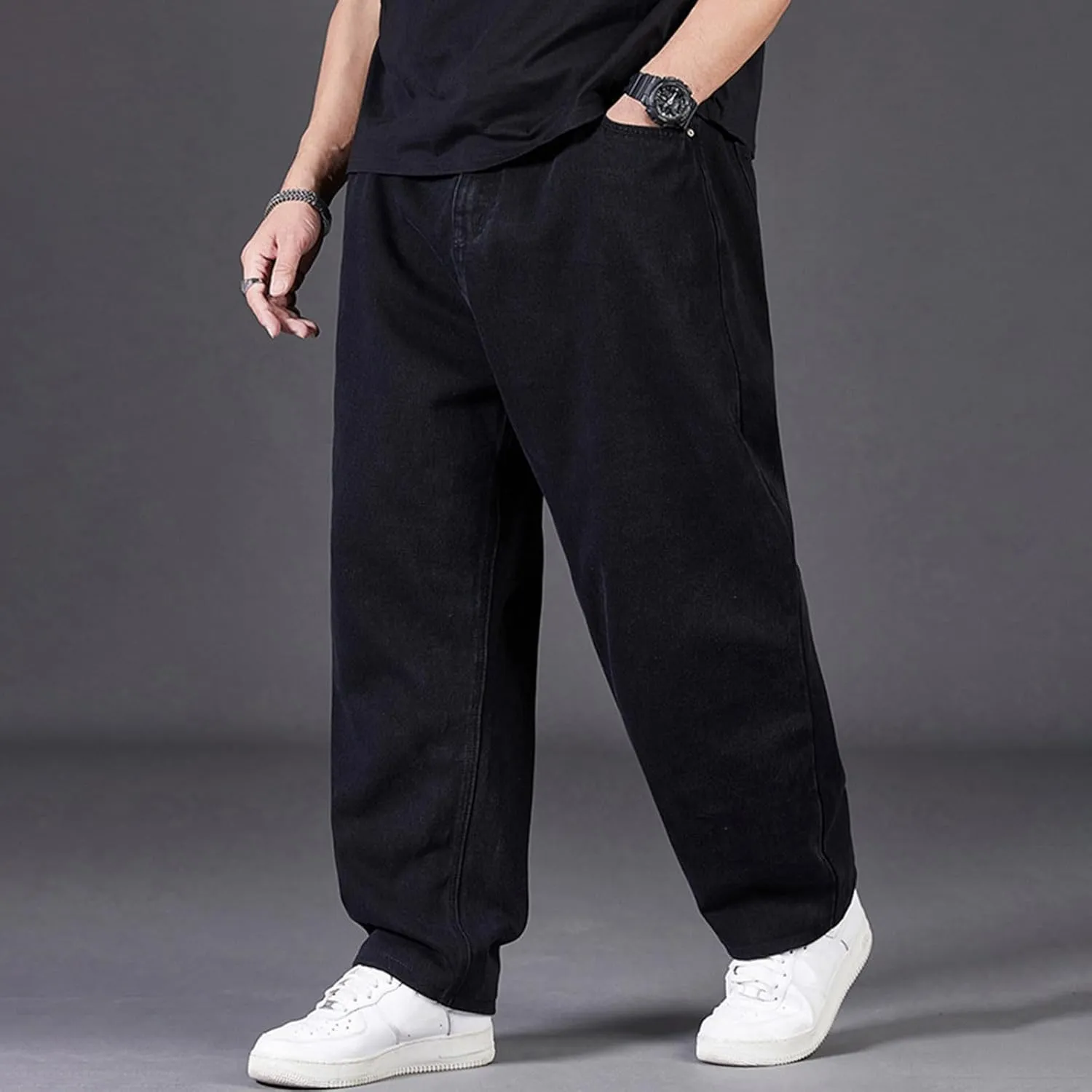 Men's Baggy Cargo Denim Pants Streetwear Y2K Skateboard Jeans Casual Harajuku Straight Leg Loose Fit Jeans Trousers