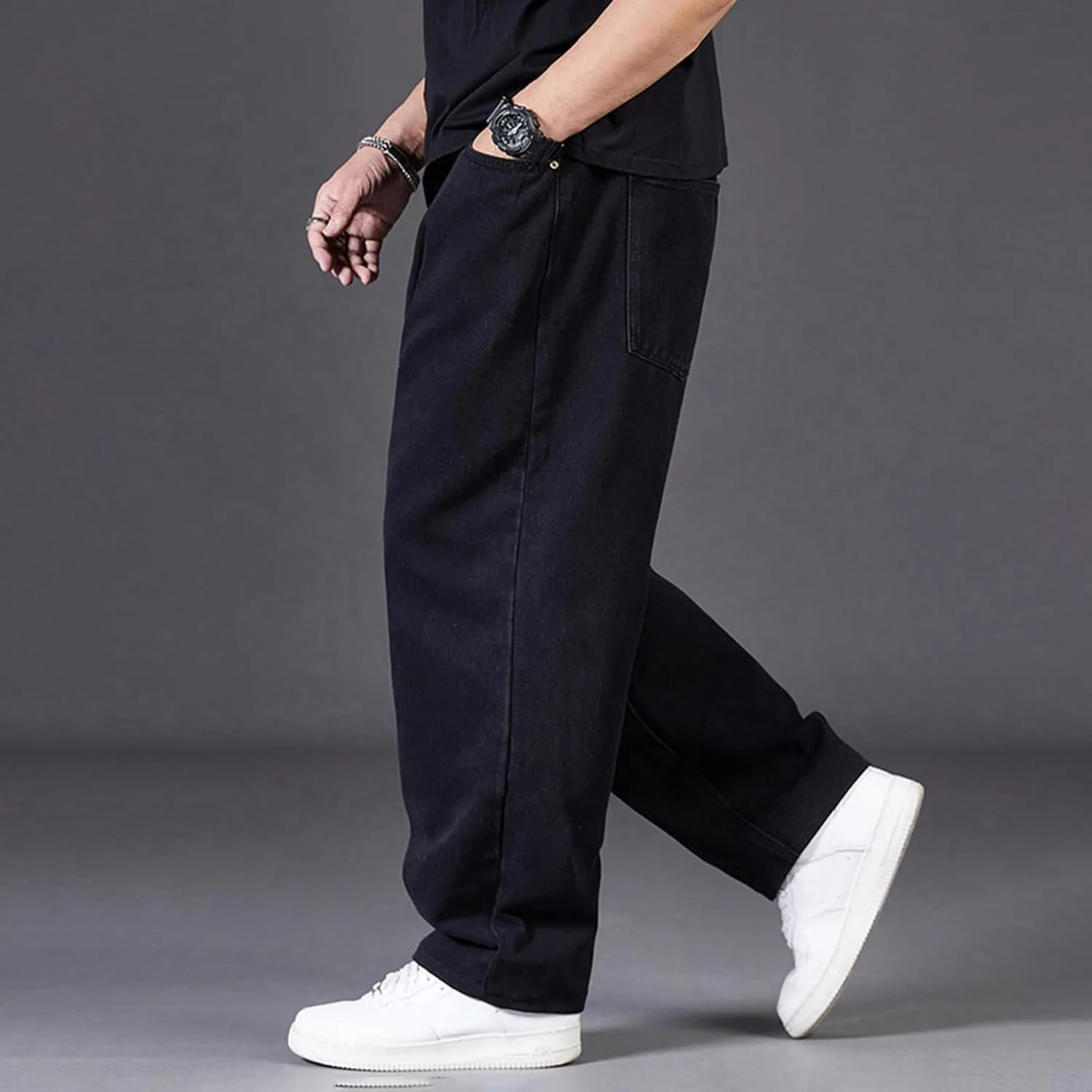 Men's Baggy Cargo Denim Pants Streetwear Y2K Skateboard Jeans Casual Harajuku Straight Leg Loose Fit Jeans Trousers