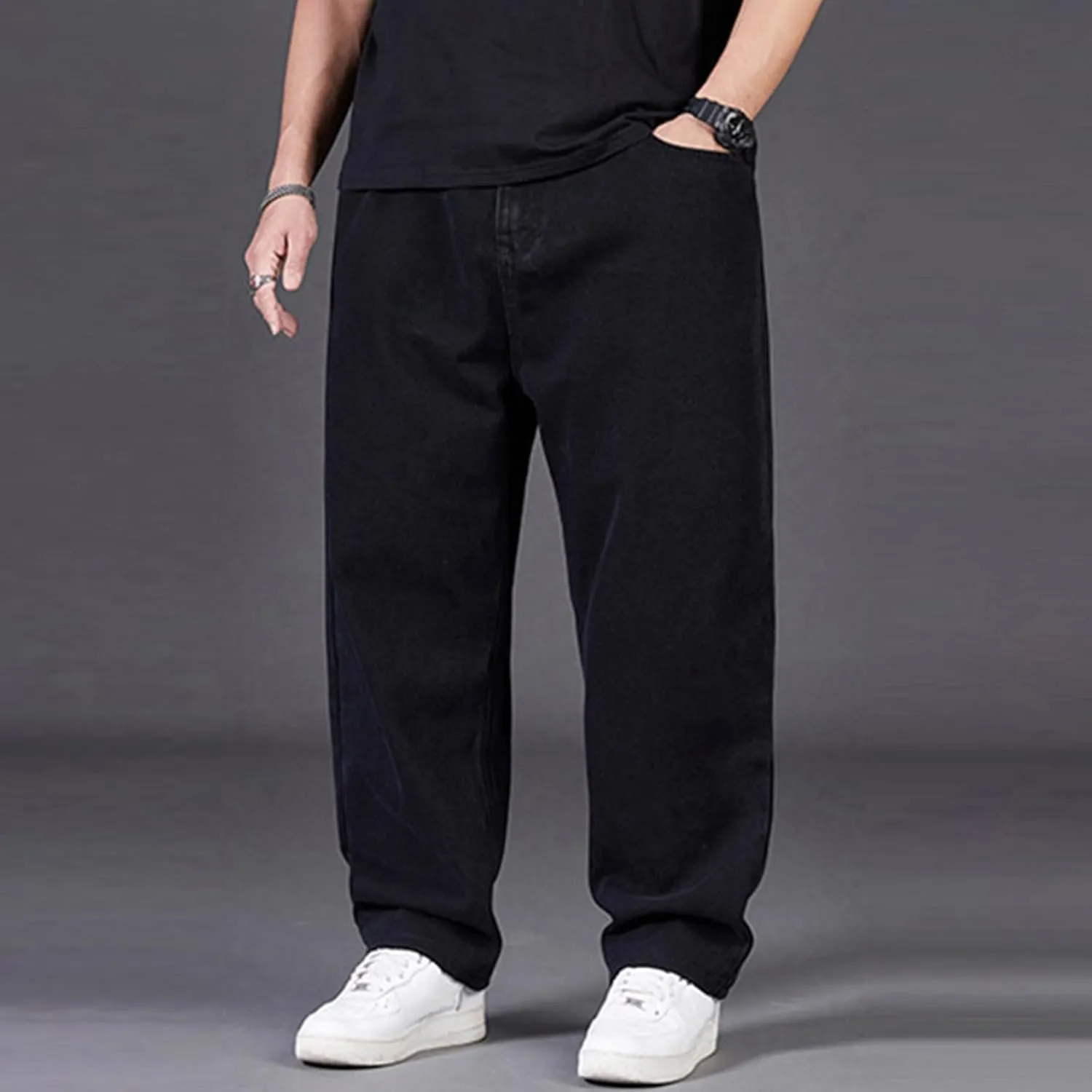 Men's Baggy Cargo Denim Pants Streetwear Y2K Skateboard Jeans Casual Harajuku Straight Leg Loose Fit Jeans Trousers