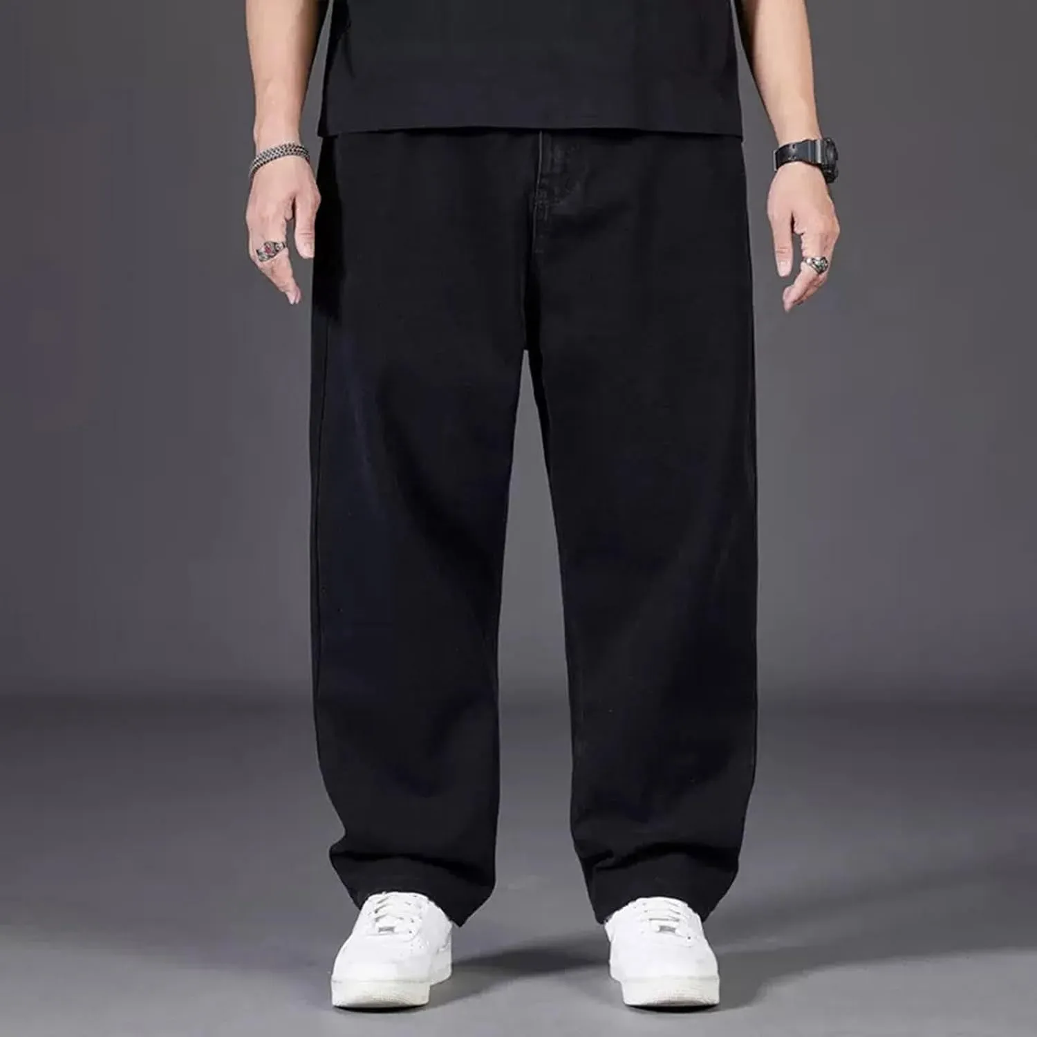 Men's Baggy Cargo Denim Pants Streetwear Y2K Skateboard Jeans Casual Harajuku Straight Leg Loose Fit Jeans Trousers