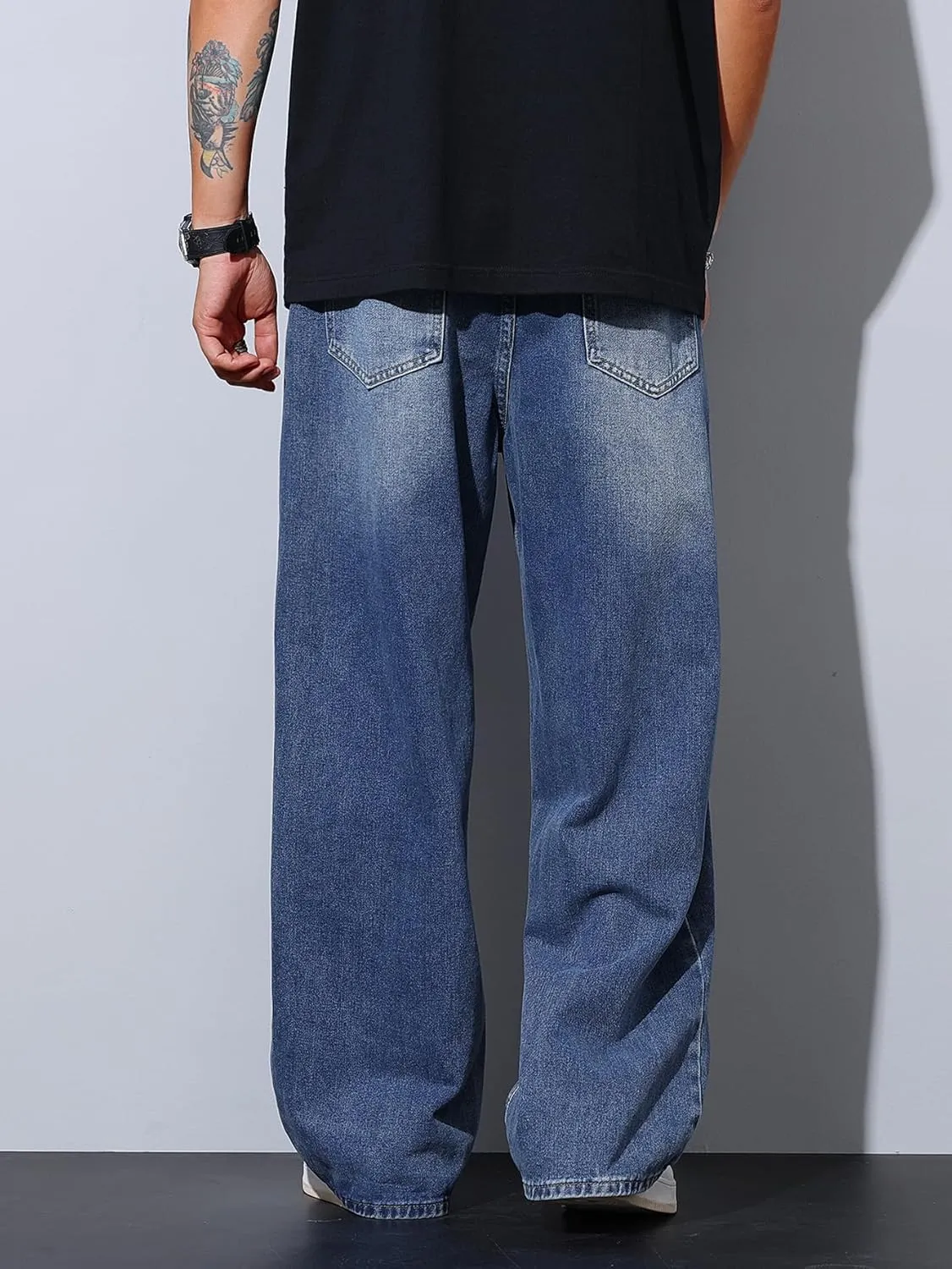 Men's Baggy Jeans Y2K Vintage Wide Leg Denim Pants Hip Hop Extra Loose Skater Jeans Streetwear