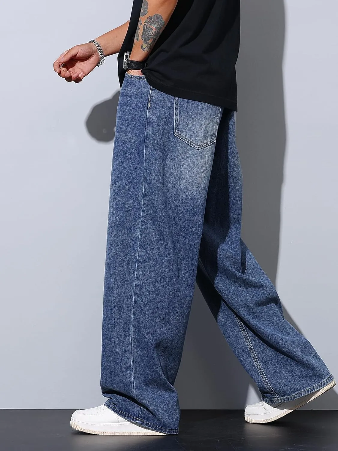 Men's Baggy Jeans Y2K Vintage Wide Leg Denim Pants Hip Hop Extra Loose Skater Jeans Streetwear