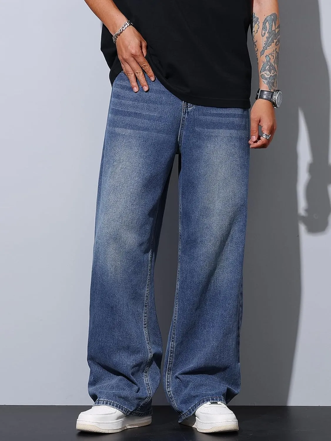 Men's Baggy Jeans Y2K Vintage Wide Leg Denim Pants Hip Hop Extra Loose Skater Jeans Streetwear