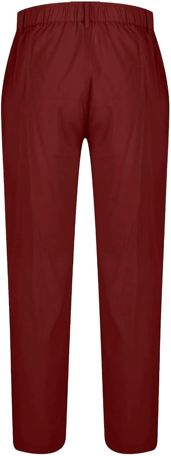 Men's Casual Linen Cotton Pants Elastic Waist Summer Beach Trousers Lightweight Yoga Vacation Pants Long Trousers