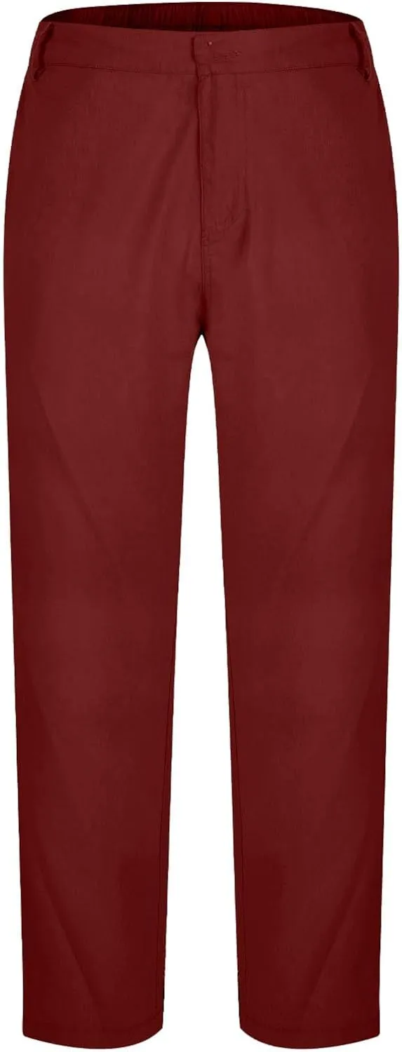 Men's Casual Linen Cotton Pants Elastic Waist Summer Beach Trousers Lightweight Yoga Vacation Pants Long Trousers