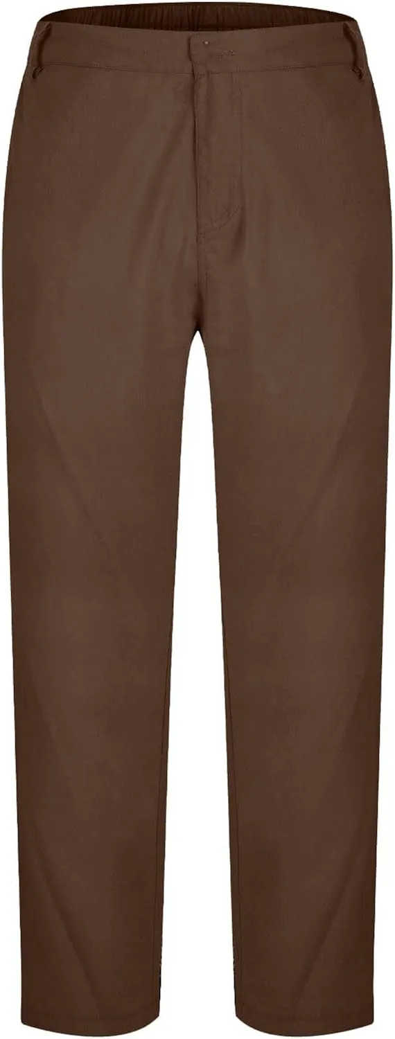 Men's Casual Linen Cotton Pants Elastic Waist Summer Beach Trousers Lightweight Yoga Vacation Pants Long Trousers
