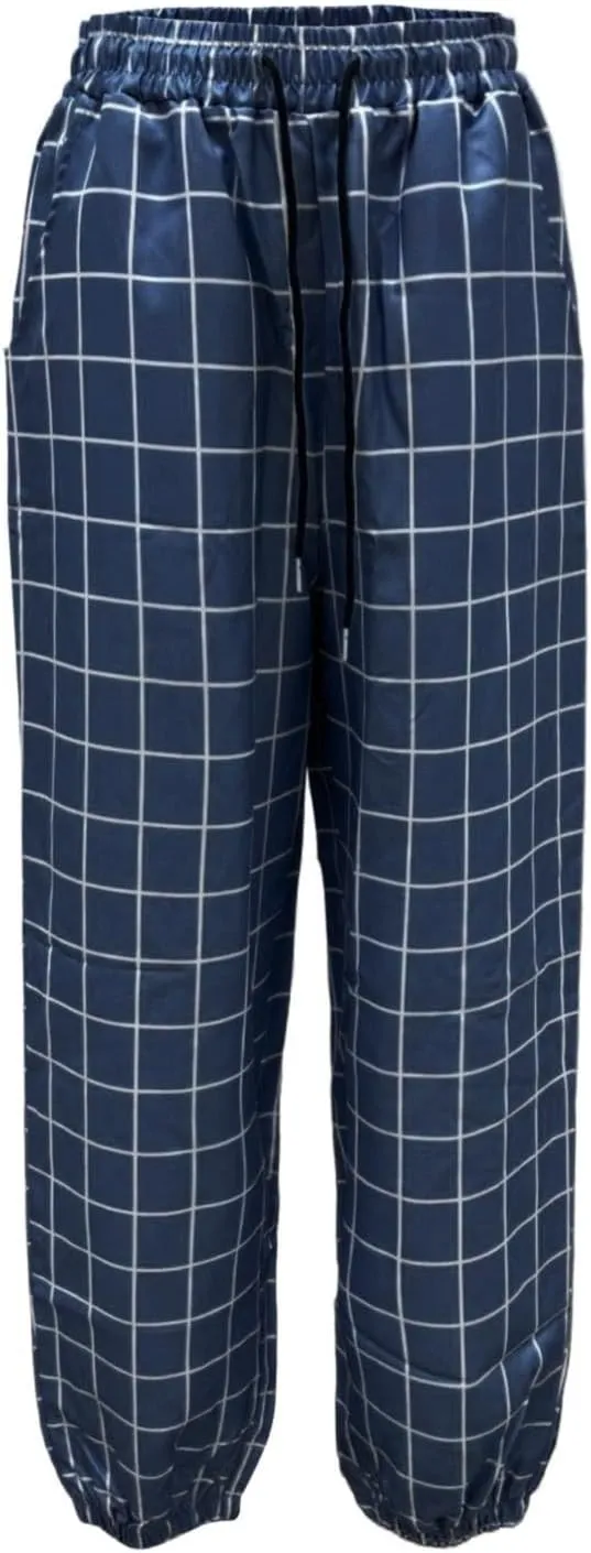 Men's Casual Plaid Pants Drawstring Stretch Dress Pants Slim Fit Skinny Chinos Tapered Business Casual Cinch Pants