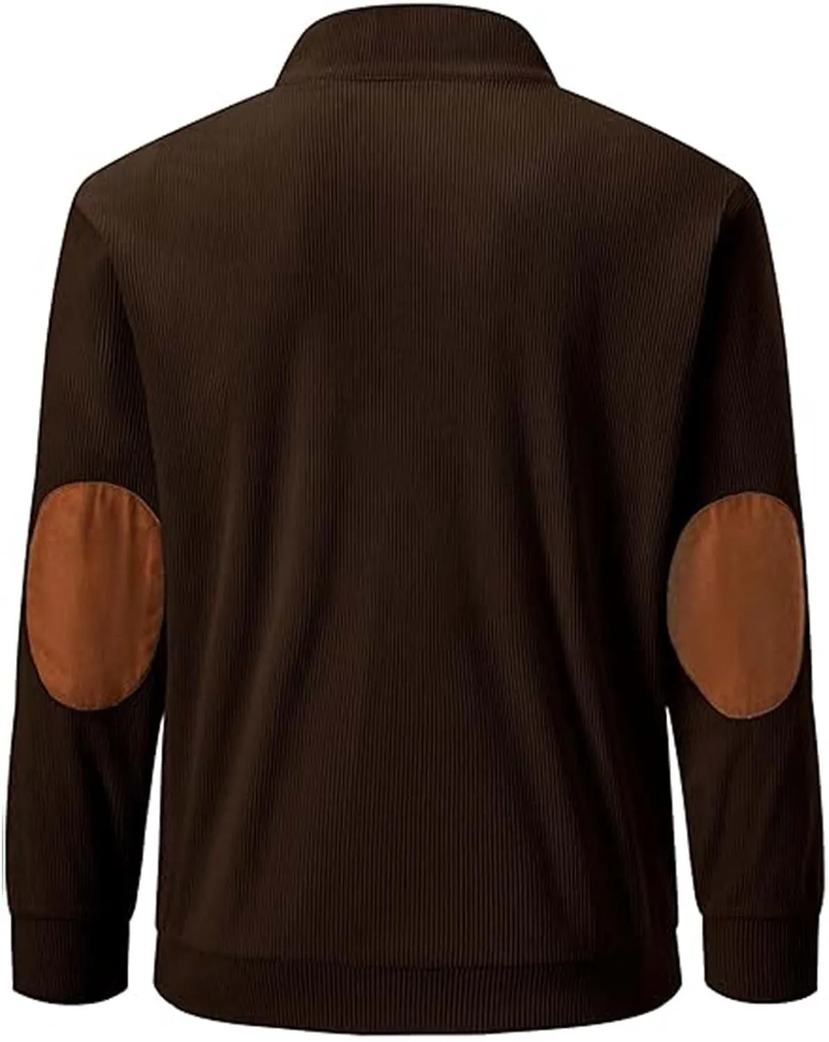 Men's Corduroy Sweatshirt Casual Long Sleeve Stand Collar Button Pullover Sweatshirts with Pockets