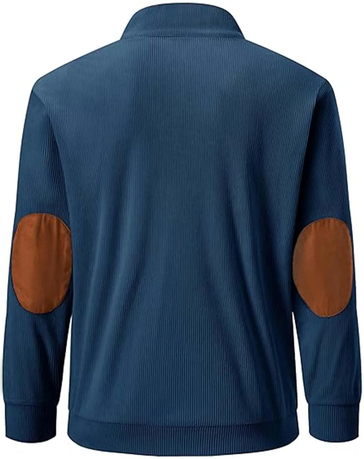 Men's Corduroy Sweatshirt Casual Long Sleeve Stand Collar Button Pullover Sweatshirts with Pockets