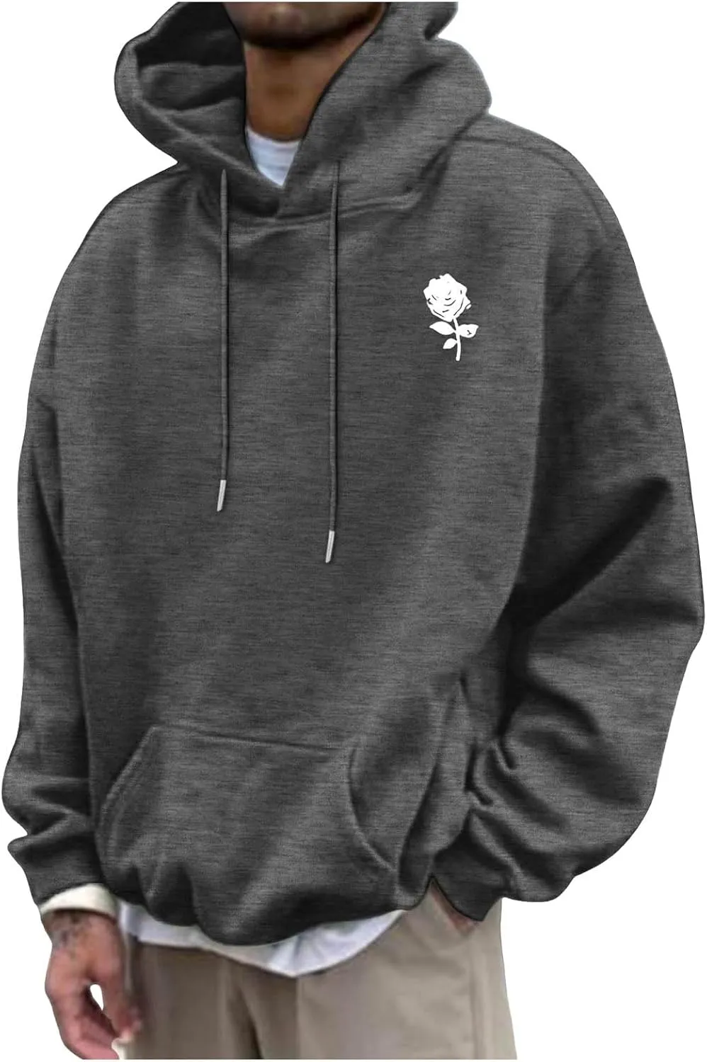 Men's Fashion Loose Sweatshirt Graphic Hoodies for Men Pullover Sweatshirt 2024 Long Sleeve Drawstring Casual Hooded