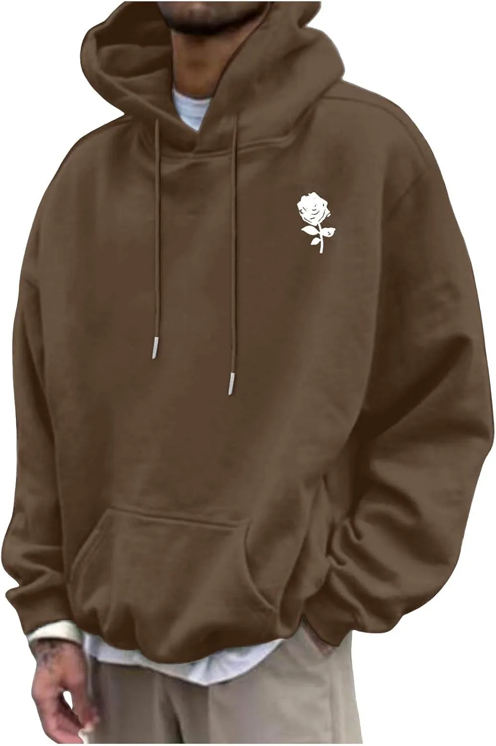 Men's Fashion Loose Sweatshirt Graphic Hoodies for Men Pullover Sweatshirt 2024 Long Sleeve Drawstring Casual Hooded