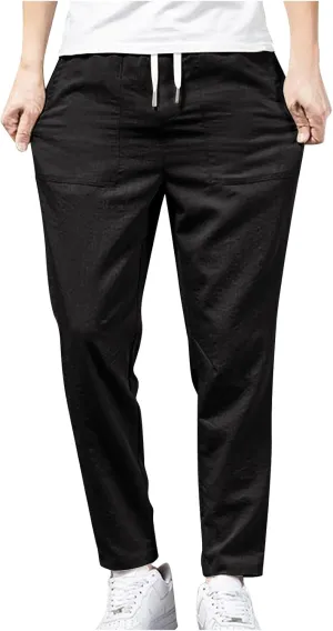 Men's Joggers Pants Drawstring Elastic Waist Lightweight Casual Pants Trendy Slim Fit Workout Pants with Pockets