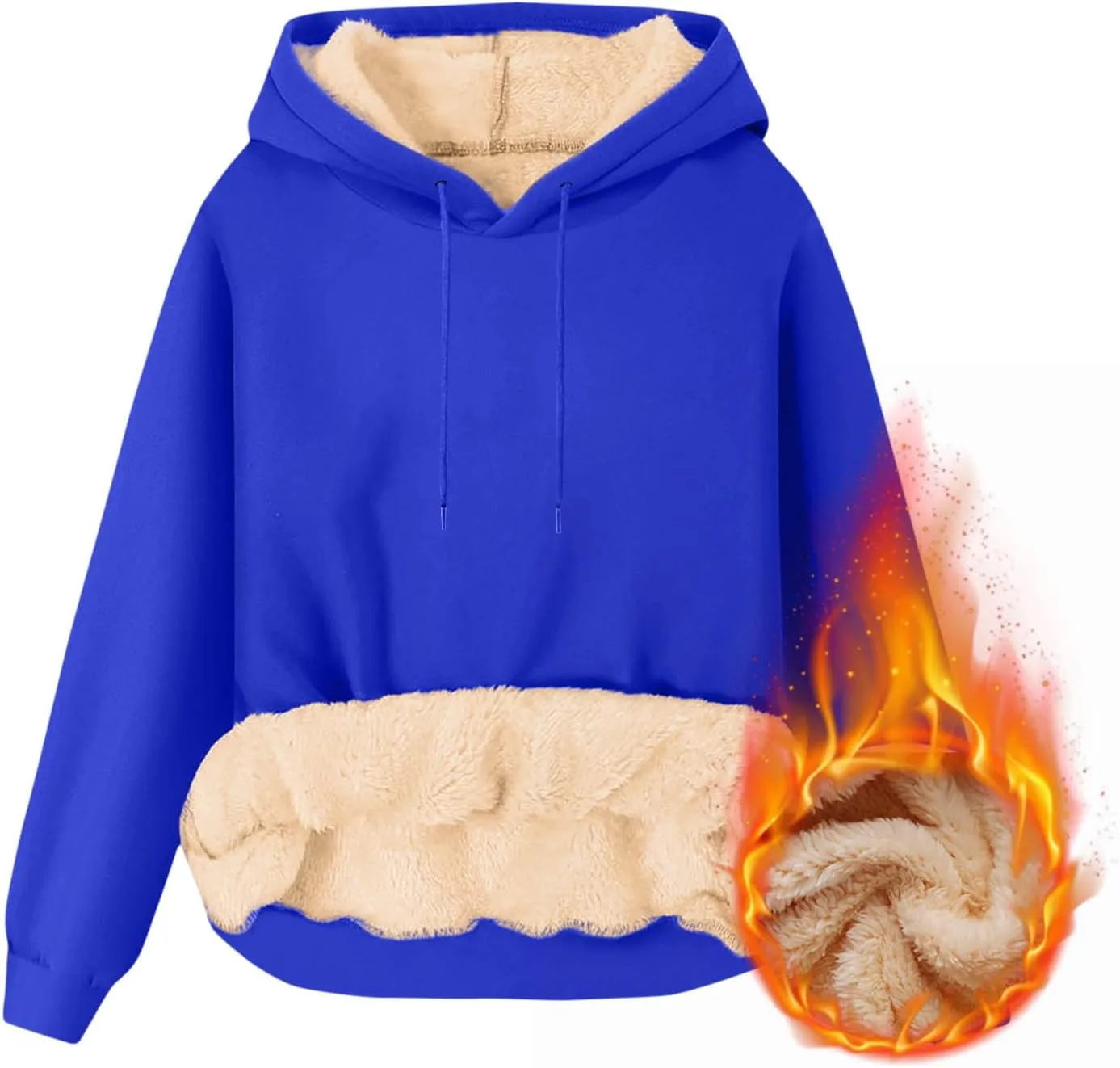 Men's Pullover Hoodie Thick Sherpa Lined Sweatshirt with Kangaroo Pocket Warm Fleece Hoodies for Winter 2025