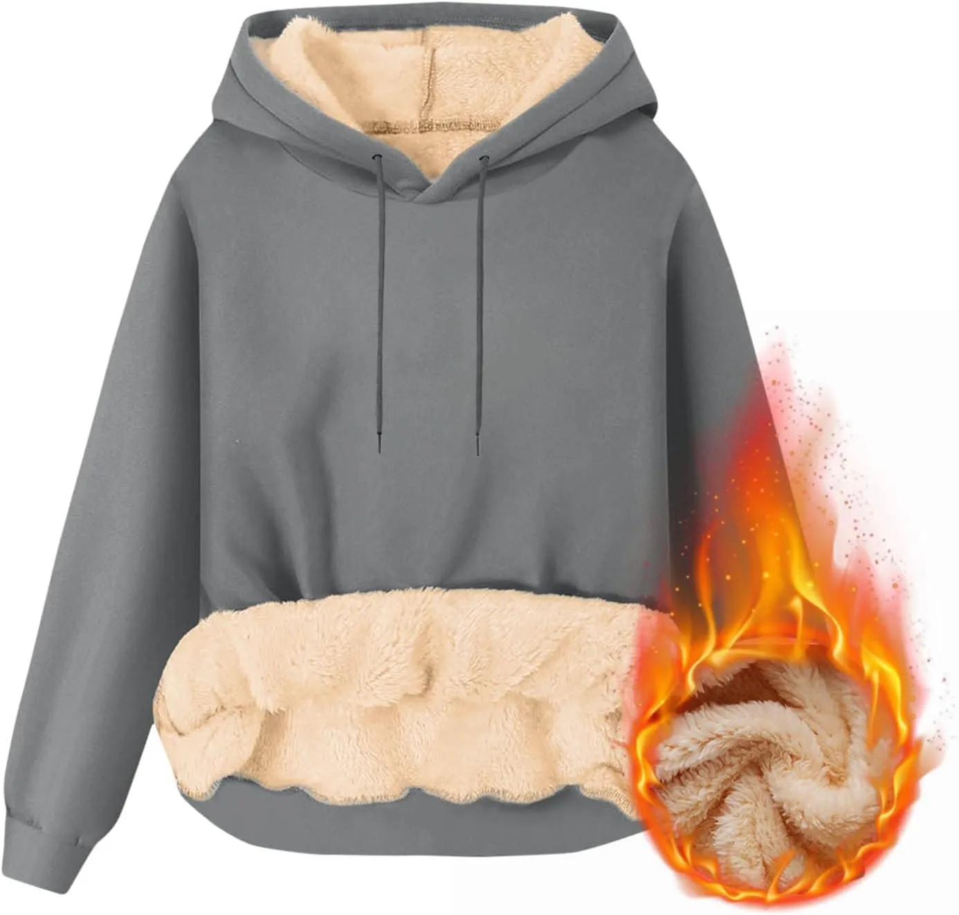 Men's Pullover Hoodie Thick Sherpa Lined Sweatshirt with Kangaroo Pocket Warm Fleece Hoodies for Winter 2025