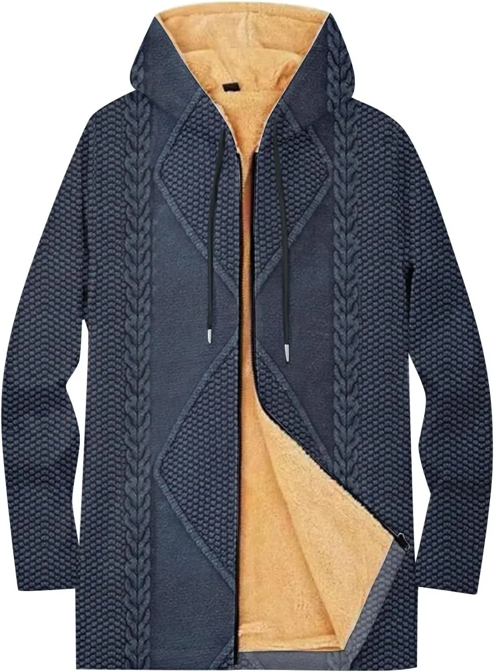 Mens Sherpa Lined Hoodie Zip Up Thermal Casual Sweatshirt Thick Warm Heavyweight Hooded