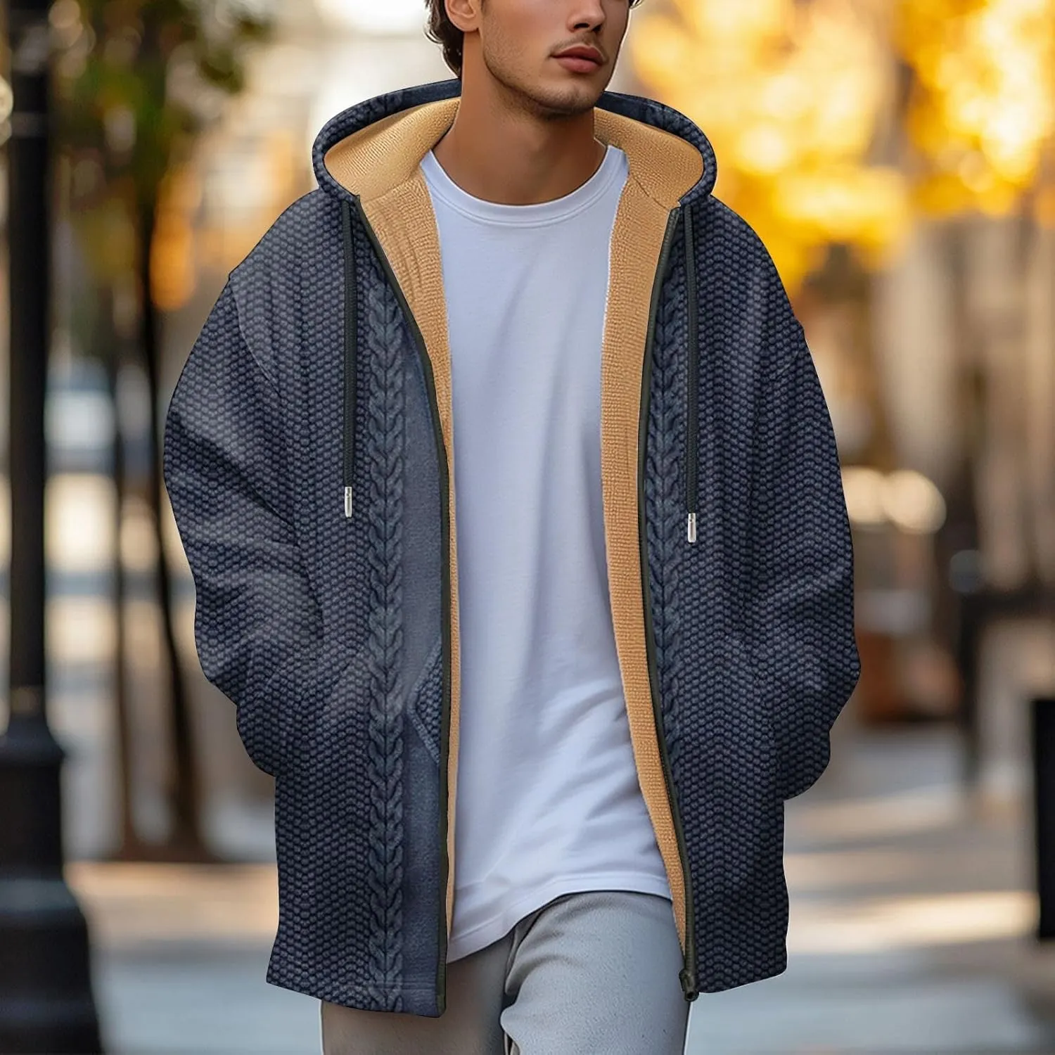 Mens Sherpa Lined Hoodie Zip Up Thermal Casual Sweatshirt Thick Warm Heavyweight Hooded