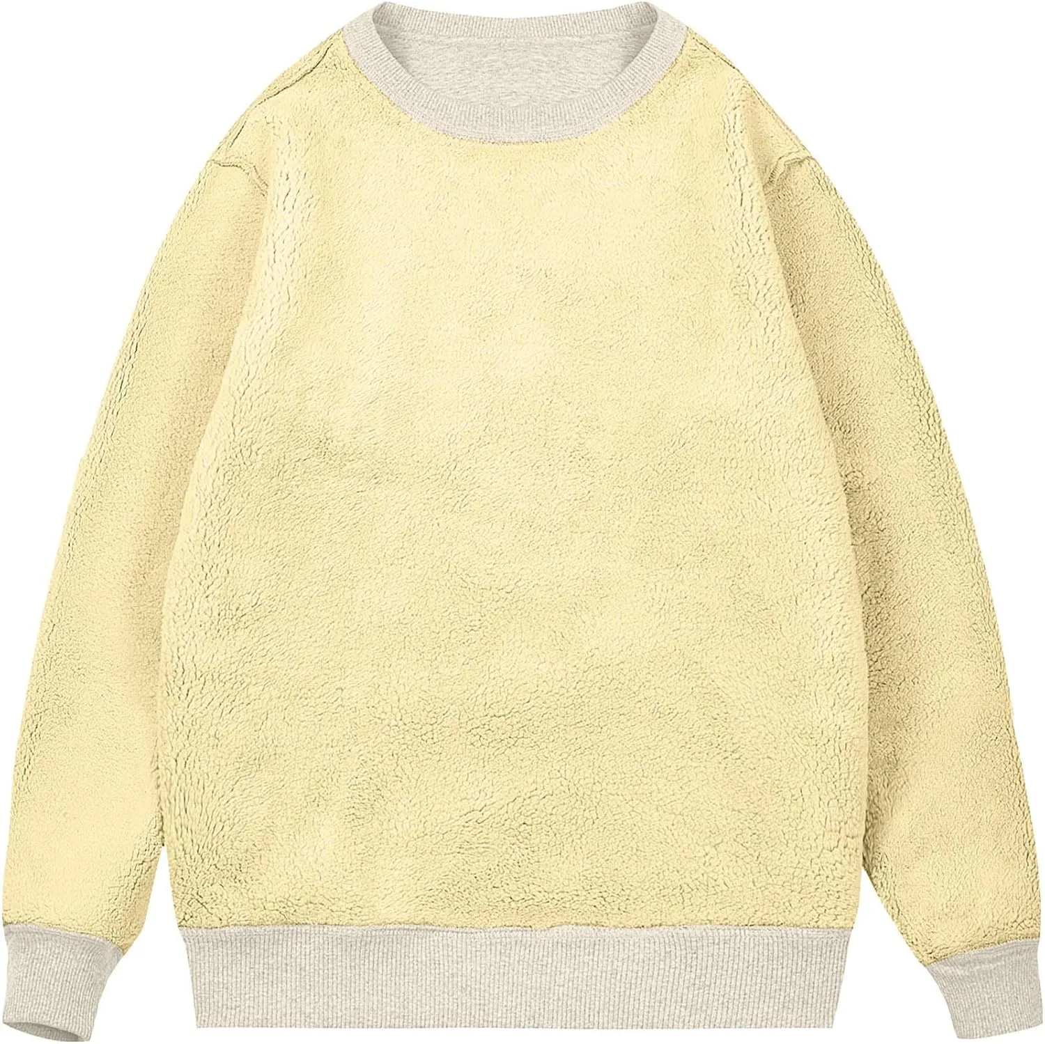 Mens Sherpa Lined Sweatshirt Basic Winter Fleece Warm Thick Pullover Top Casual Fashion Long Sleeve Crewneck Sweaters