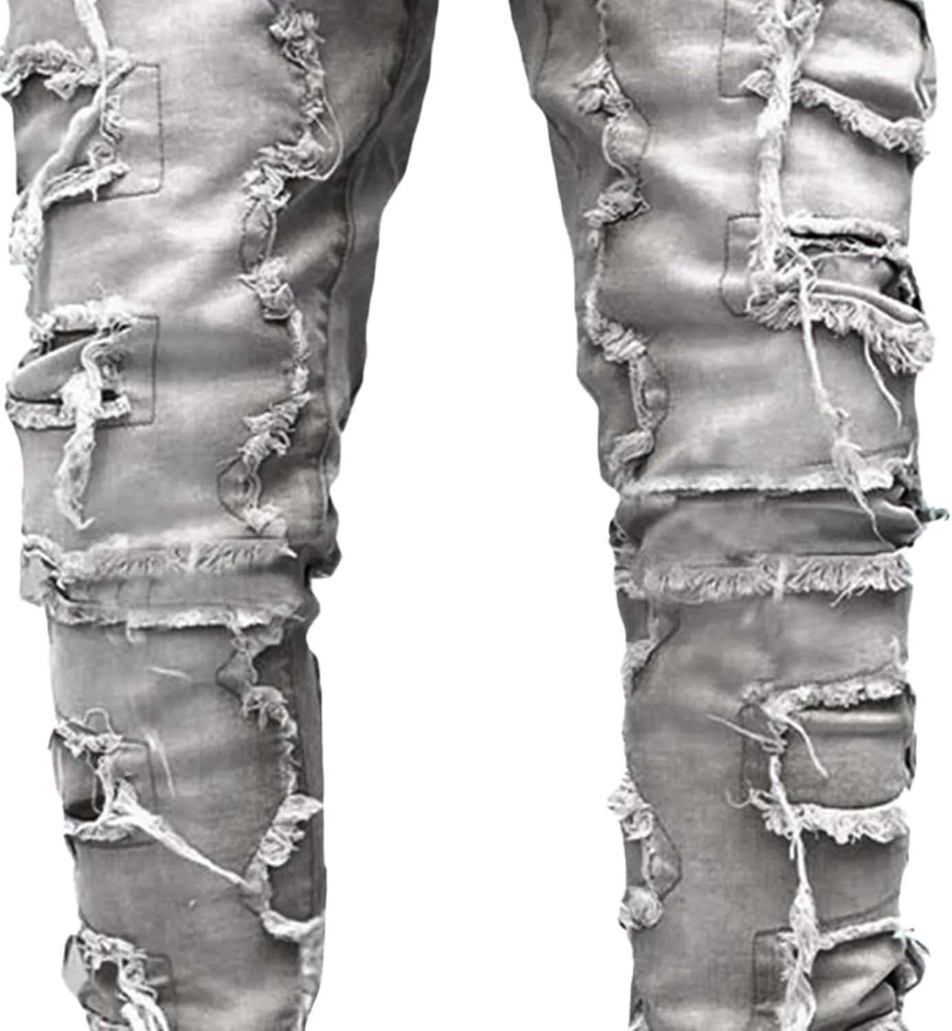 Men's Slim Fit Stretch Ripped Jeans Straight Leg Skinny Biker Jeans Fashion Vintage Distressed Hip Hop Denim Pants