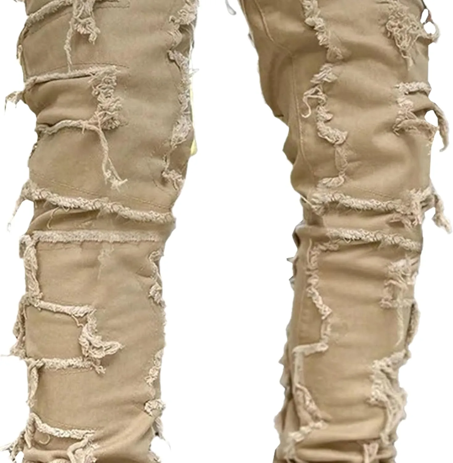 Men's Slim Fit Stretch Ripped Jeans Straight Leg Skinny Biker Jeans Fashion Vintage Distressed Hip Hop Denim Pants