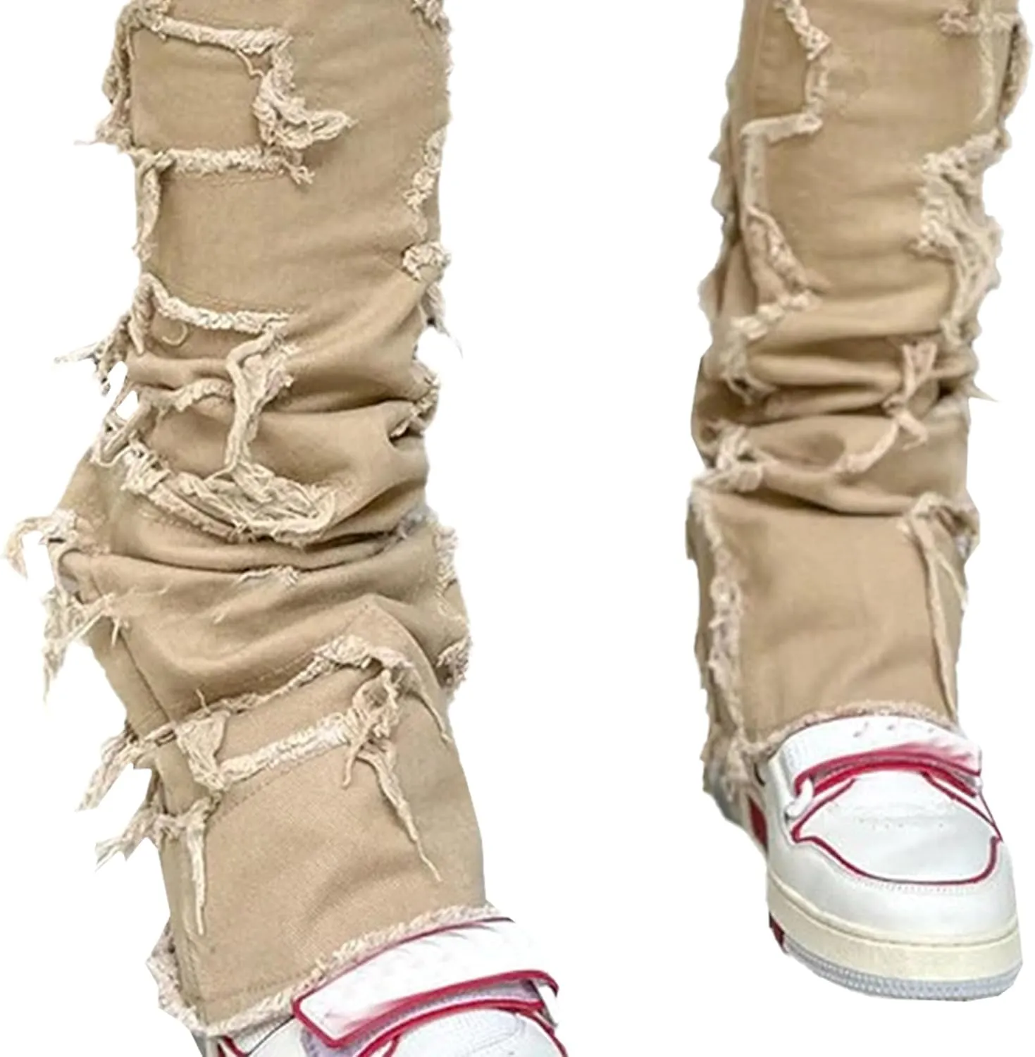 Men's Slim Fit Stretch Ripped Jeans Straight Leg Skinny Biker Jeans Fashion Vintage Distressed Hip Hop Denim Pants