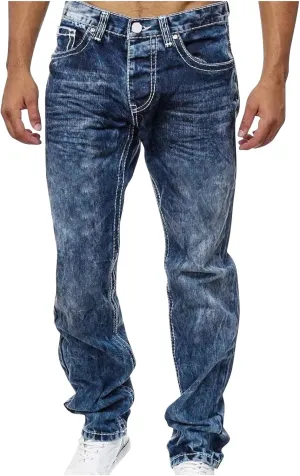 Men's Straight Leg Pants Boot Cut Jeans Stretch Slim Fit Flared Jeans Light Wash Vintage Skinny Denim Trousers