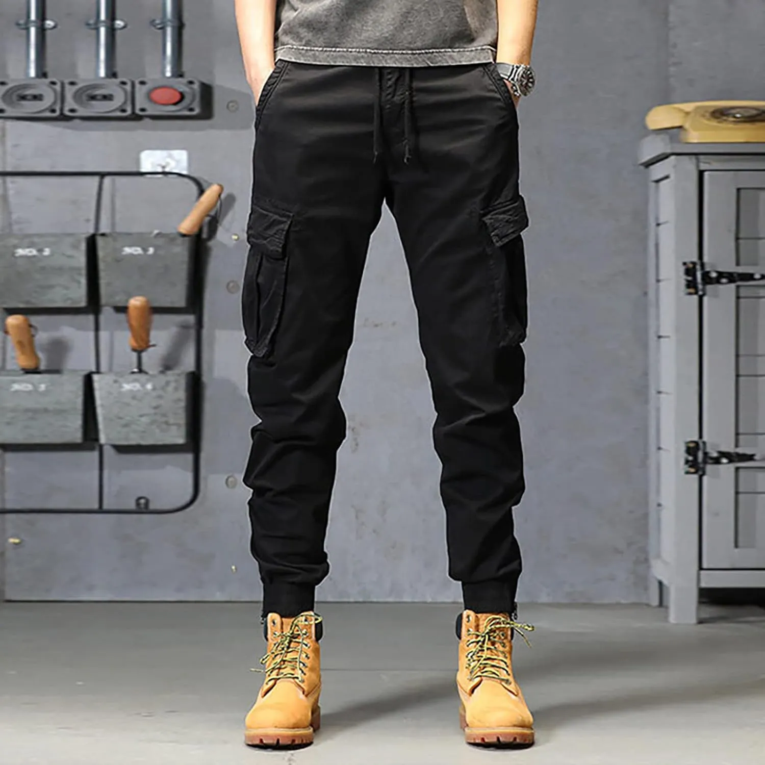 Mens Sweatpants with Pockets Big and Tall Mens Long Pants Joggers for Men Cargo Athletic Casual Cargo Pants Military