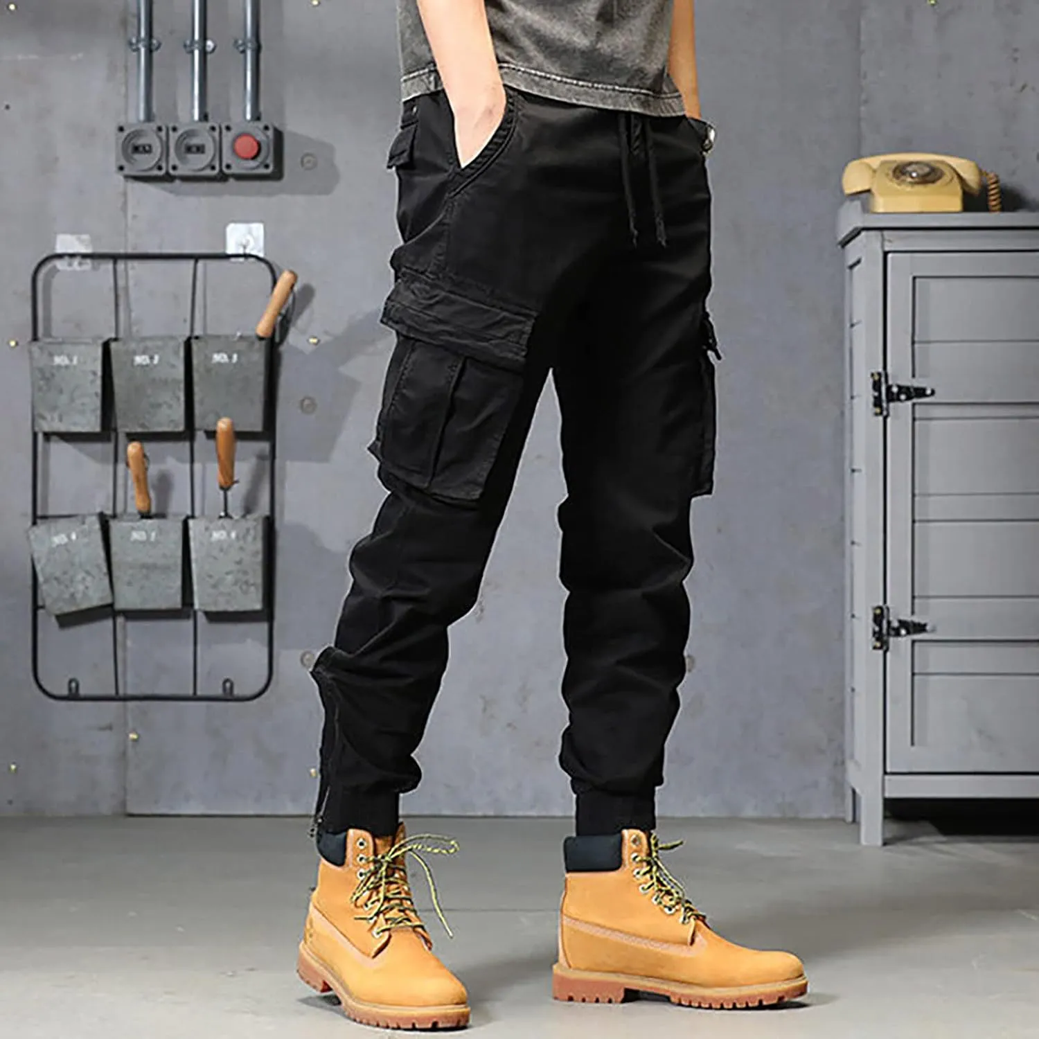 Mens Sweatpants with Pockets Big and Tall Mens Long Pants Joggers for Men Cargo Athletic Casual Cargo Pants Military