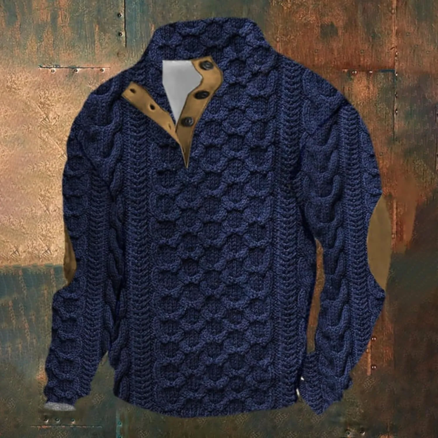 Men's Western Aztec Sweatshirts Size Sweater Retro Tops with Elbow Patches 2024 Mens Big And Tall Sweaters Mens