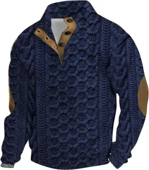 Men's Western Aztec Sweatshirts Size Sweater Retro Tops with Elbow Patches 2024 Mens Big And Tall Sweaters Mens