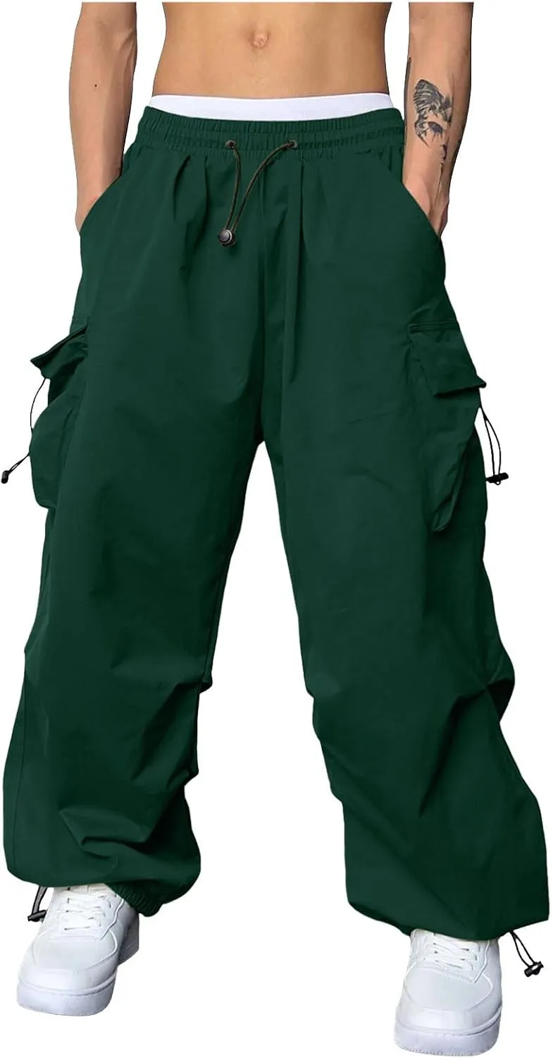 Mens Work Cargo Pant Cotton Stretchy Casual Joggers Drawstring Elastic Waist Outdoor Pants Multi Pockets