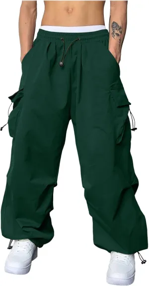 Mens Work Cargo Pant Cotton Stretchy Casual Joggers Drawstring Elastic Waist Outdoor Pants Multi Pockets
