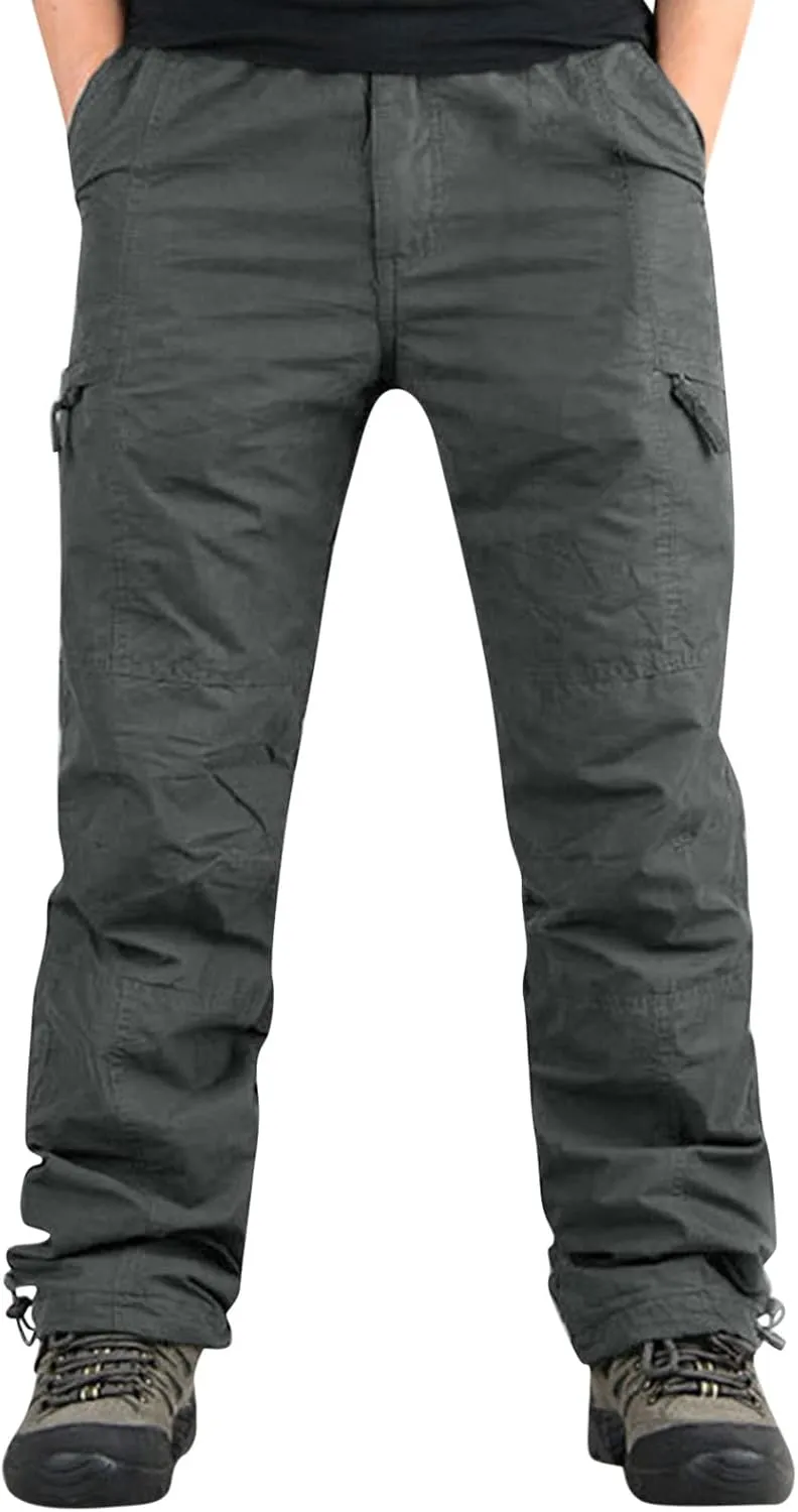 Mens Workout Cargo Sweatpants Casual Cargo Pants Loose Fit Jogger Sweatpants Tactical Work Pants Multi Pocket Outdoor